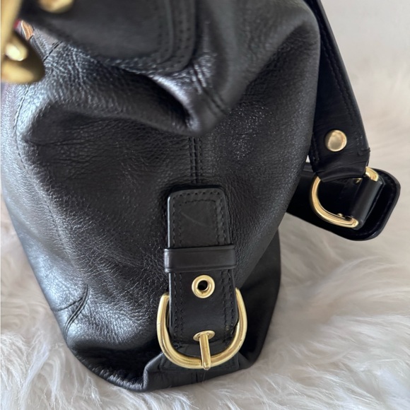 Coach Vintage Black Leather Tote Bag Retro